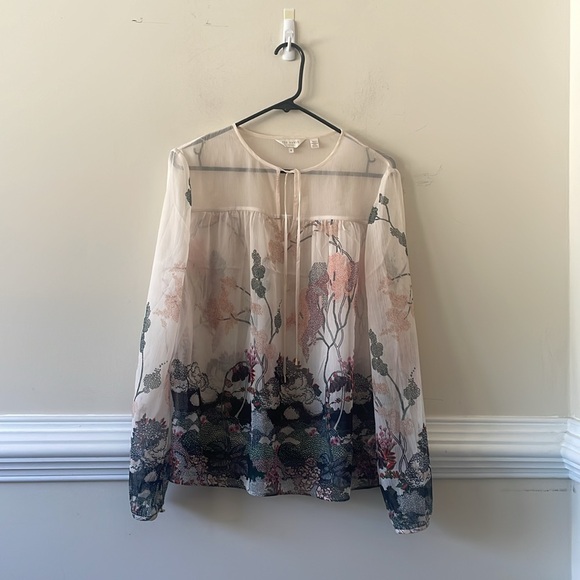 Ted Baker Veriity printed sheer top in ivor - Picture 3 of 5